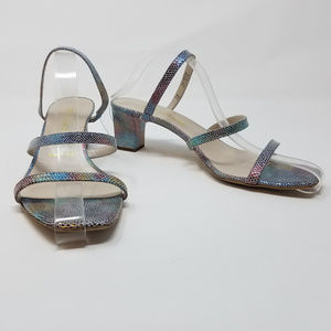 Bruno Magli Sandals Block Hell Slides Shiney